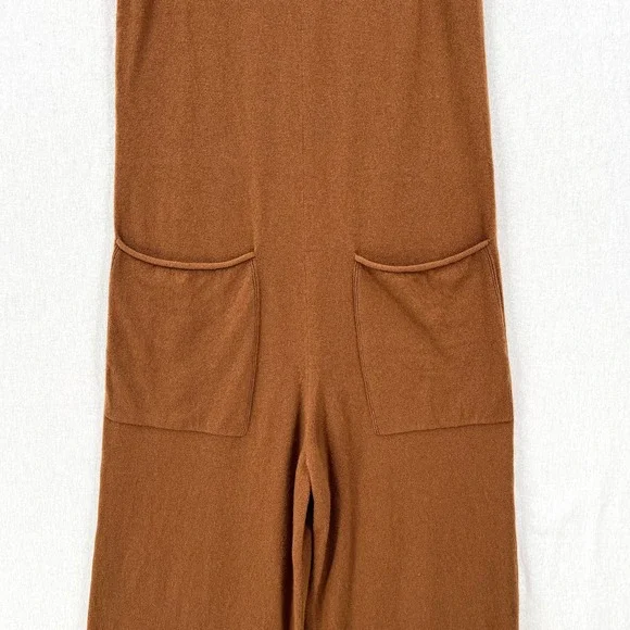 EVERLANE The Cashmere Jumpsuit Womens Small Brown Sleeveless Wide Strap Knit - Picture 10 of 16
